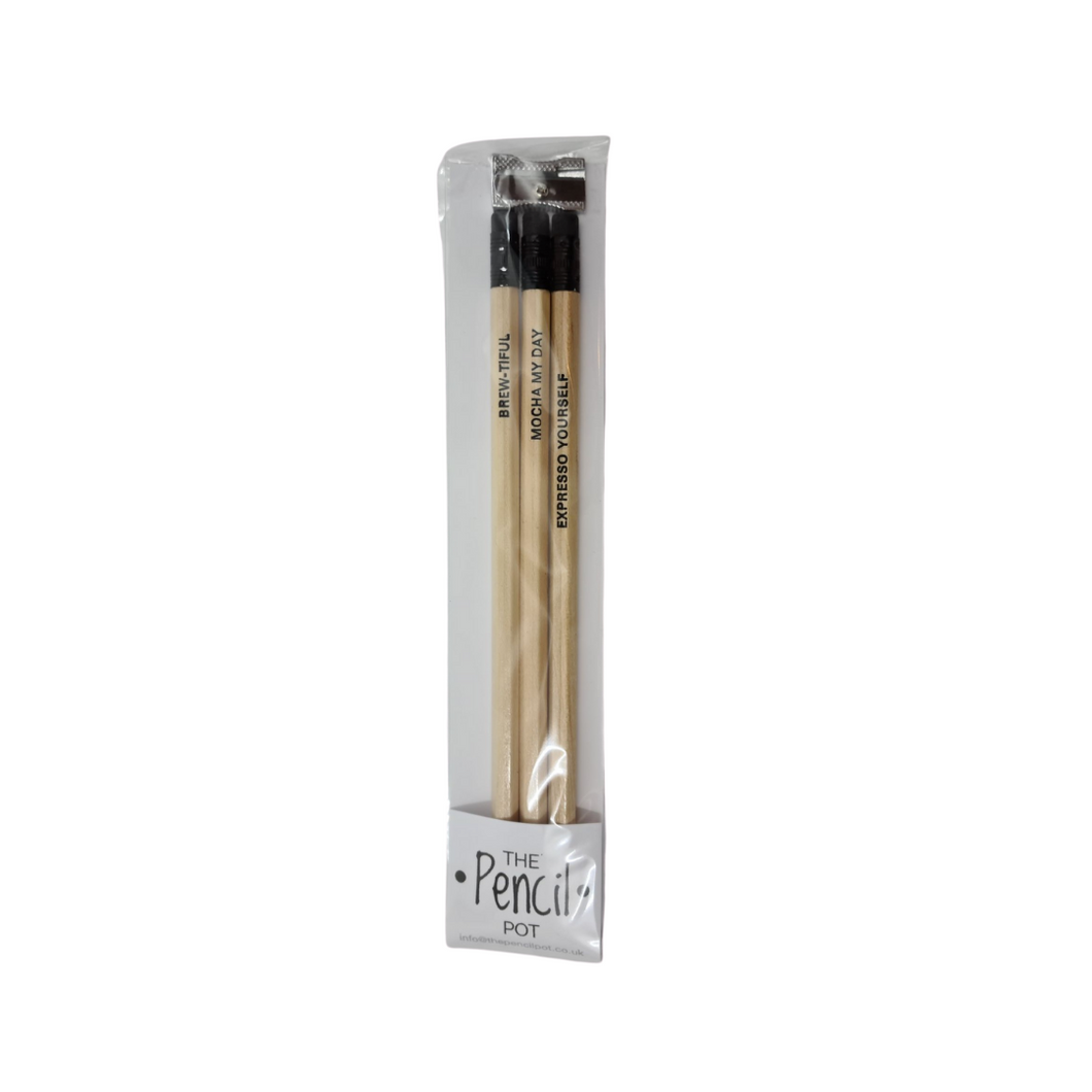 Tea & Coffee Themed Wooden Pencil Set - from The Pencil Pot