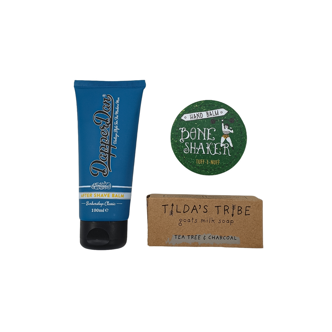 After shave balm, hand balm and goats milk soap